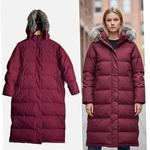 LL Bean Petite Women Medium Ultrawarm Coat Long Goose Down Puffer Hood Jacket